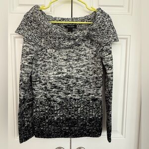 WHBM White House Black Market Cowl Neck Sweater black and white ombre sweater S
